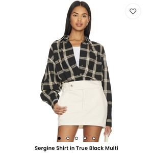 Equipment Sergine Button‎ Front Collared Plaid Shirt Black XL Oversized NWT $265